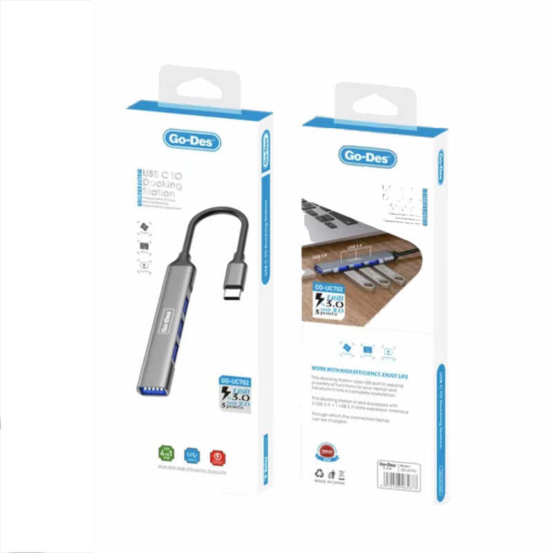 Go Des GD-UC702 Type-C Uçlu 4 in 1 Çoklu USB İstasyonu - 2 Go Des GD-UC702 Type-C Uçlu 4 in 1 Çoklu USB İstasyonu - 2